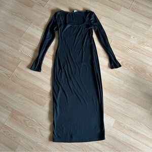 Cider Black Square Neck Long Sleeve Long Dress Medium